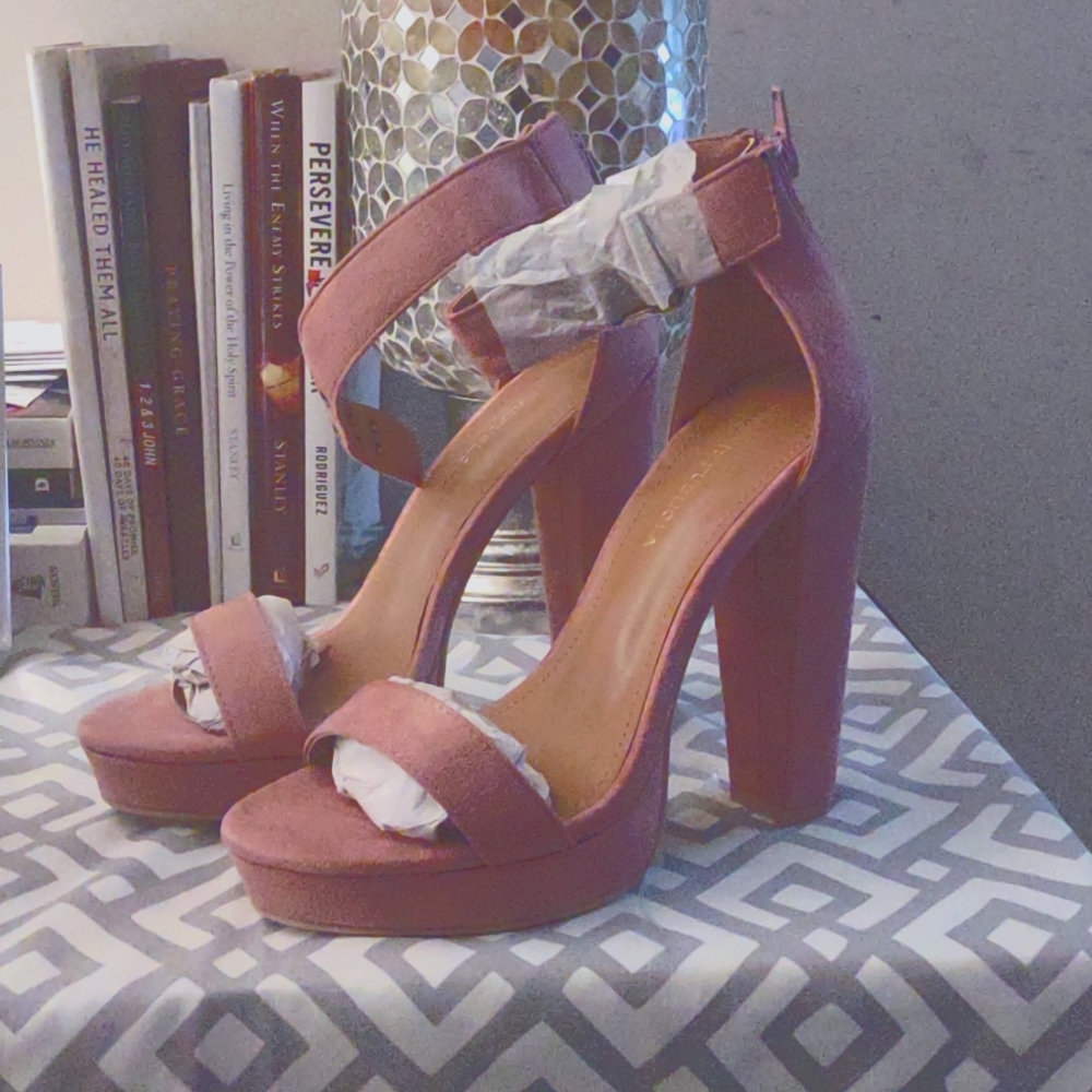 Suede Pink Opentoe Heels